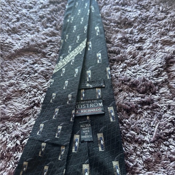 Z. Richards Other - Z. Richards Men's Black Gold Blue Silk Geometric Woven Tie Handmade
